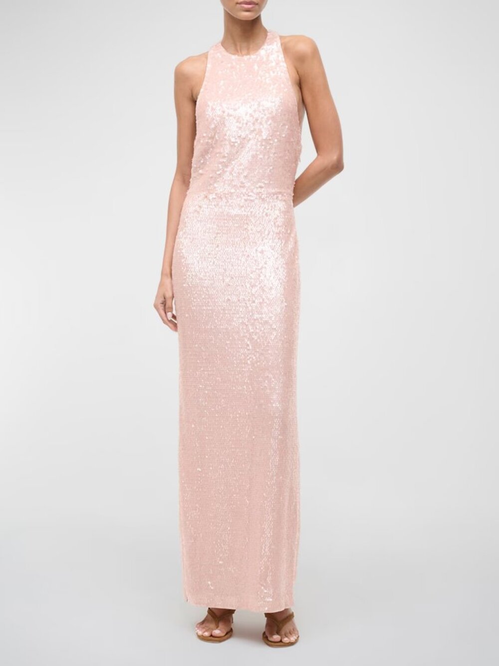 STAUD 'Bree' Sequined Racerback Column Gown